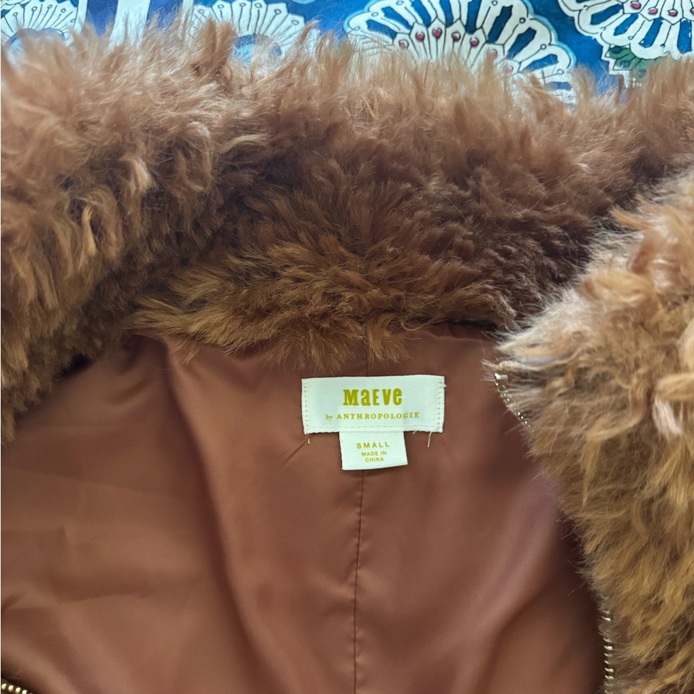 Anthropologie Maeve Teddy Zip-up Jacket - tan - Picture 14 of 15